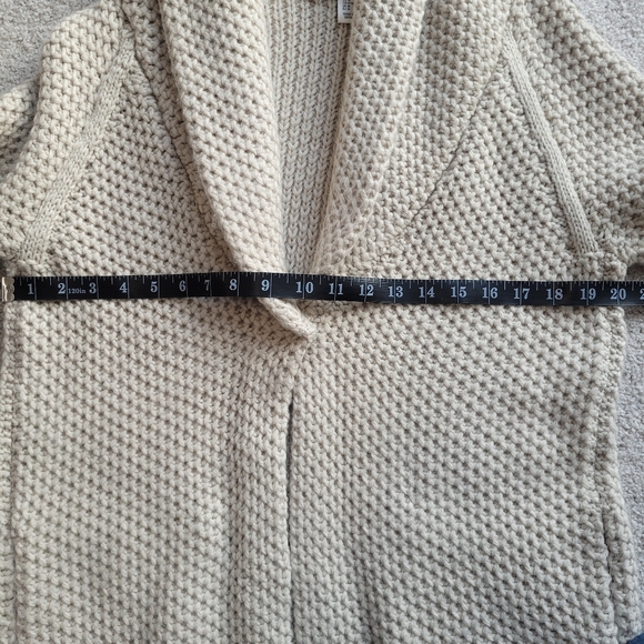 Max Studio Chunky and Comfy Wool Blend Cream Knitted Open-Front Cardigan Size M - Picture 6 of 10